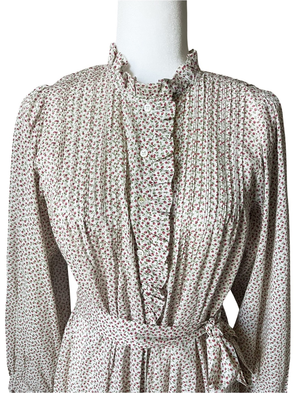 DOEN Stanton Berry Bisou Floral Cotton Button Down Belted Midi Dress Small - Picture 4 of 13